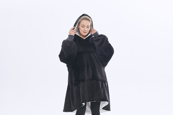 Hoodie Blanket Sweatshirt with Sherpa Lining Comfy Sweatshirt with Pocket