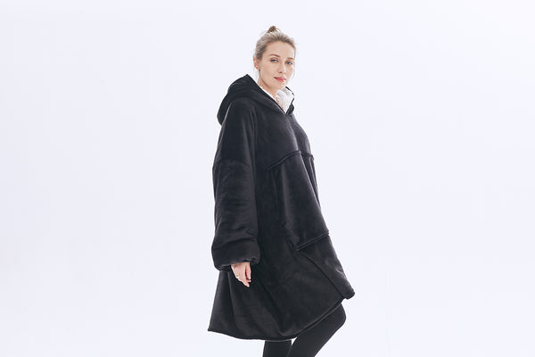 Hoodie Blanket Sweatshirt with Sherpa Lining Comfy Sweatshirt with Pocket
