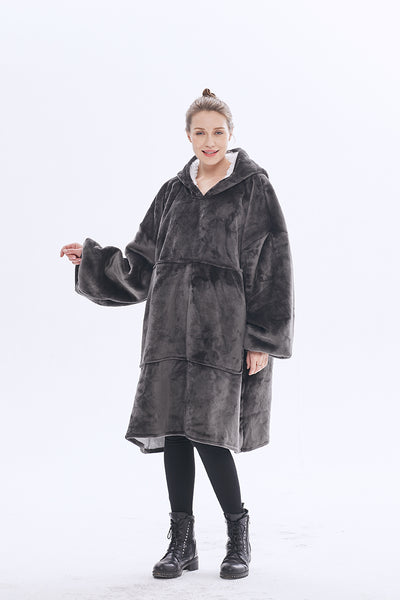 Hoodie Blanket Sweatshirt with Sherpa Sweatshirt with Pocket Wearable Oversized