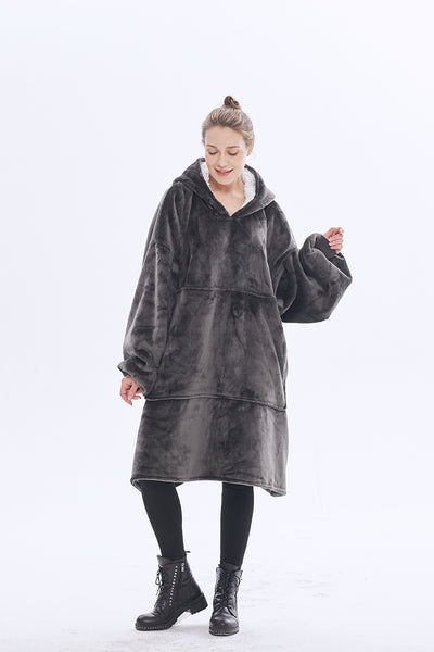 Hoodie Blanket Sweatshirt with Sherpa Sweatshirt with Pocket Wearable Oversized