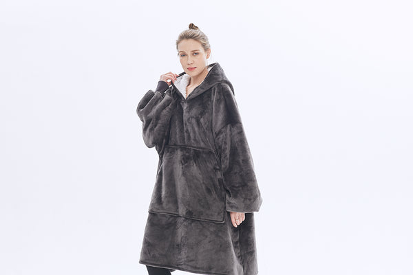 Hoodie Blanket Sweatshirt with Sherpa Sweatshirt with Pocket Wearable Oversized