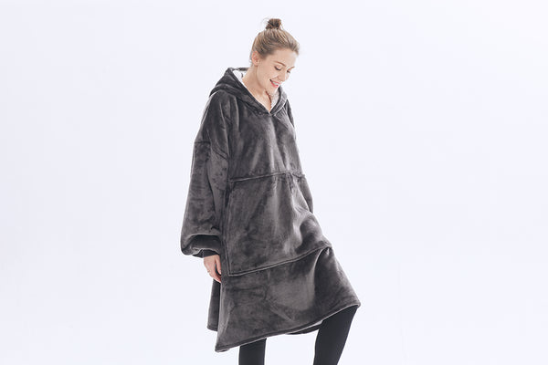 Hoodie Blanket Sweatshirt with Sherpa Sweatshirt with Pocket Wearable Oversized