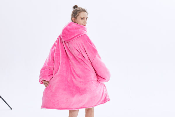 Hoodie Blanket Sweatshirt with Sherpa Wearable Oversized Sweatshirt with Pocket