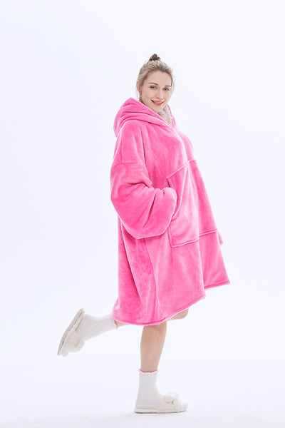 Hoodie Blanket Sweatshirt with Sherpa Wearable Oversized Sweatshirt with Pocket