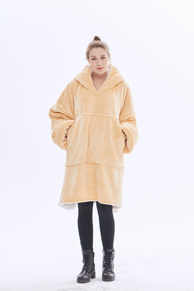 Golden Wearable Oversized Hoodie Blanket Sweatshirt with Sherpa  Pocket