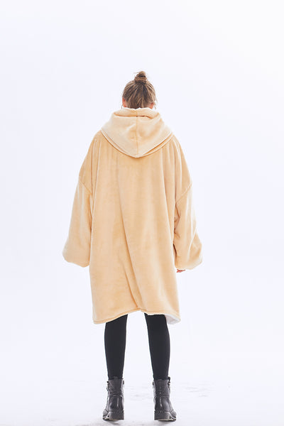 Golden Wearable Oversized Hoodie Blanket Sweatshirt with Sherpa  Pocket