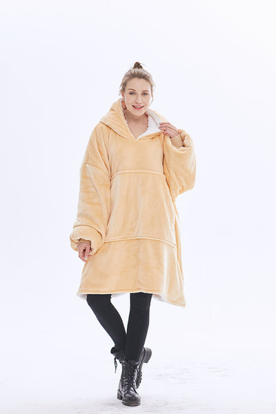 Golden Wearable Oversized Hoodie Blanket Sweatshirt with Sherpa  Pocket