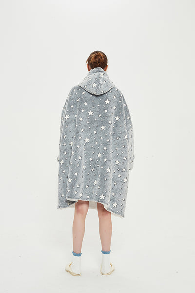Luminous Grey Star Adult Hooded Blanket Premium Wearable Blanket Oversized Hoodie Blanket for Women & Men