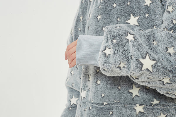 Luminous Grey Star Adult Hooded Blanket Premium Wearable Blanket Oversized Hoodie Blanket for Women & Men