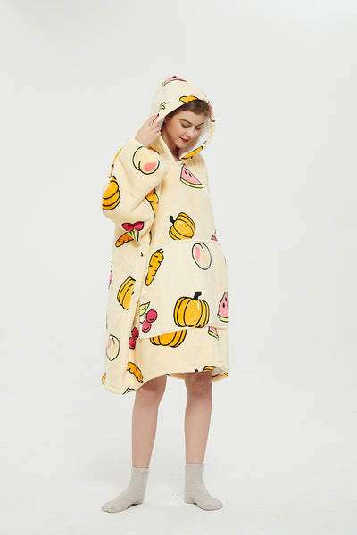 Sweet pepper watermelon Oversized Blanket Sweatshirt Wearable Hooded Blanket Extra Long Blanket Hoodie
