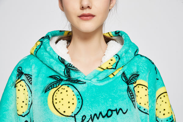 Oversized Hoodie Blanket Sweatshirt, Comfortable Sherpa Giant Pullover with Large Front Pocket