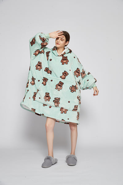 Baby Bear Hoodie Blanket Wearable Sherpa Wearable Blanket Hoodie Plush Fleece Blanket Sweats