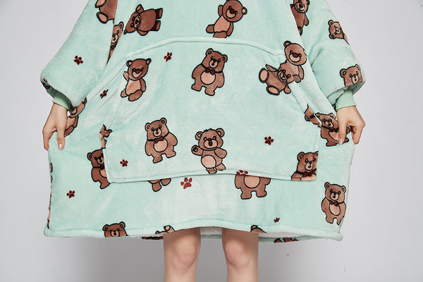 Baby Bear Hoodie Blanket Wearable Sherpa Wearable Blanket Hoodie Plush Fleece Blanket Sweats