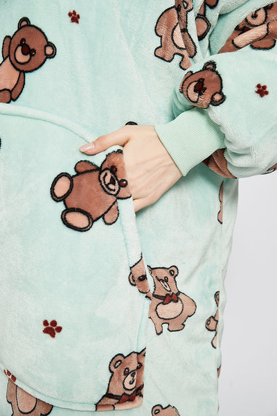 Baby Bear Hoodie Blanket Wearable Sherpa Wearable Blanket Hoodie Plush Fleece Blanket Sweats