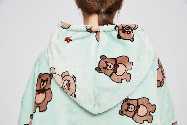 Baby Bear Hoodie Blanket Wearable Sherpa Wearable Blanket Hoodie Plush Fleece Blanket Sweats