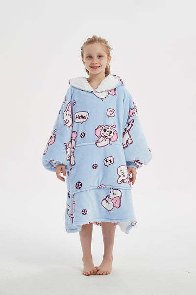 Elephant Kid Comfy Sweater Blanket Hoodie Super Fleece Oversized Sherpa Wearable Blanket