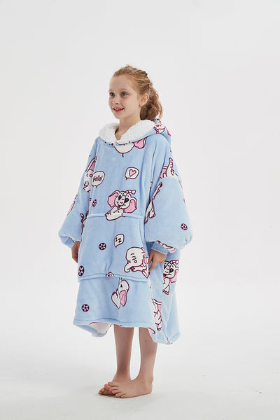 Elephant Kid Comfy Sweater Blanket Hoodie Super Fleece Oversized Sherpa Wearable Blanket
