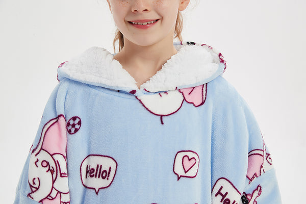 Elephant Kid Comfy Sweater Blanket Hoodie Super Fleece Oversized Sherpa Wearable Blanket