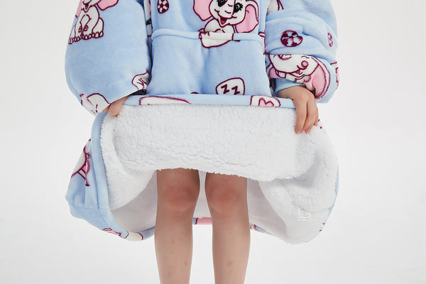 Elephant Kid Comfy Sweater Blanket Hoodie Super Fleece Oversized Sherpa Wearable Blanket