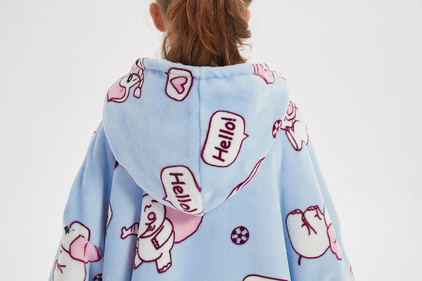 Elephant Kid Comfy Sweater Blanket Hoodie Super Fleece Oversized Sherpa Wearable Blanket