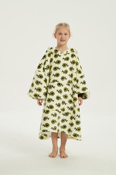 Kid Comfy Sweater Blanket Hoodie Super Wearable Fleece Hooded Blanket Comfy Plush Bankets