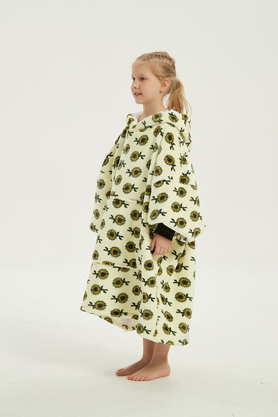 Kid Comfy Sweater Blanket Hoodie Super Wearable Fleece Hooded Blanket Comfy Plush Bankets