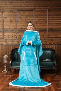 Winter Wearable Sofa Blanket With Sleeves Soft Warm Thick Plush Lazy Long TV Blanket