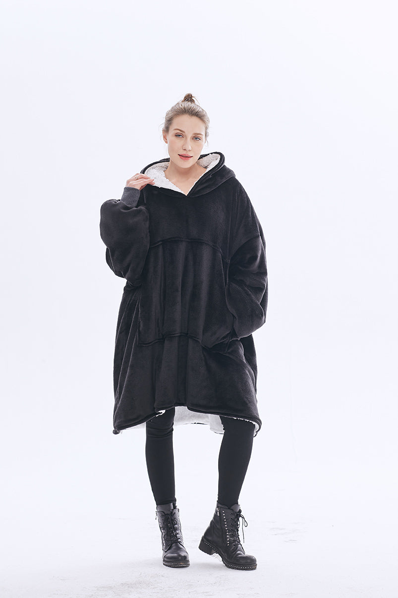 Hoodie Blanket Sweatshirt with Sherpa Lining Comfy Sweatshirt with Pocket