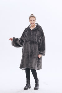 Hoodie Blanket Sweatshirt with Sherpa Sweatshirt with Pocket Wearable Oversized