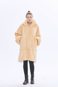 Golden Wearable Oversized Hoodie Blanket Sweatshirt with Sherpa  Pocket