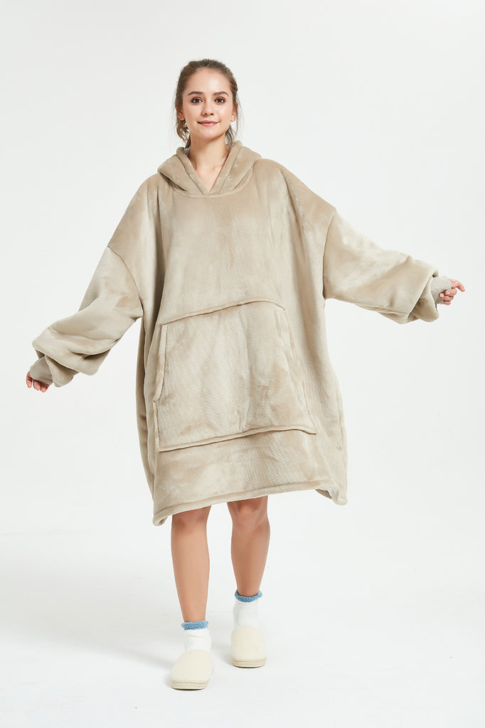 Wearable Blanket Hoodie, Oversized Sherpa Blanket Sweatshirt With