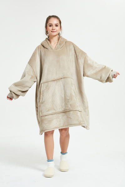 Wearable Blanket Hoodie Oversized Hoodie Blanket Sweatshirt with Sherpa Lining Comfy Sweatshirt with Pocket