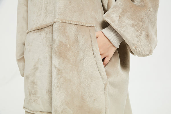 Wearable Blanket Hoodie Oversized Hoodie Blanket Sweatshirt with Sherpa Lining Comfy Sweatshirt with Pocket