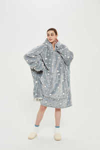 Luminous Grey Star Adult Hooded Blanket Premium Wearable Blanket Oversized Hoodie Blanket for Women & Men
