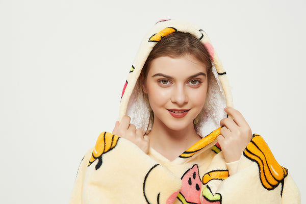 Sweet pepper watermelon Oversized Blanket Sweatshirt Wearable Hooded Blanket Extra Long Blanket Hoodie