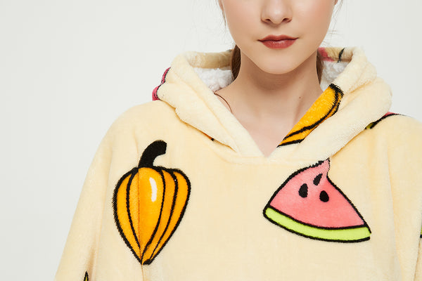 Sweet pepper watermelon Oversized Blanket Sweatshirt Wearable Hooded Blanket Extra Long Blanket Hoodie