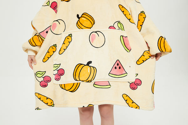 Sweet pepper watermelon Oversized Blanket Sweatshirt Wearable Hooded Blanket Extra Long Blanket Hoodie