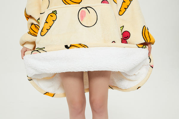 Sweet pepper watermelon Oversized Blanket Sweatshirt Wearable Hooded Blanket Extra Long Blanket Hoodie