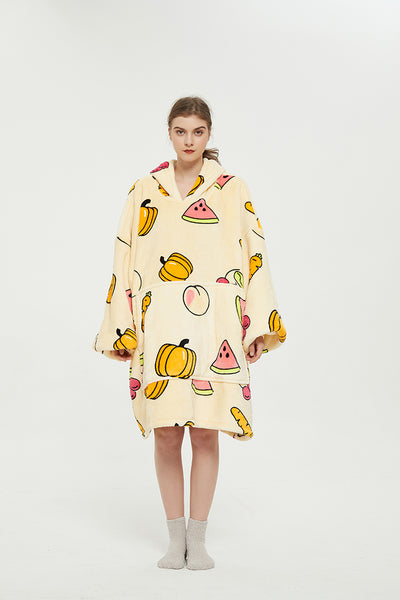 Sweet pepper watermelon Oversized Blanket Sweatshirt Wearable Hooded Blanket Extra Long Blanket Hoodie