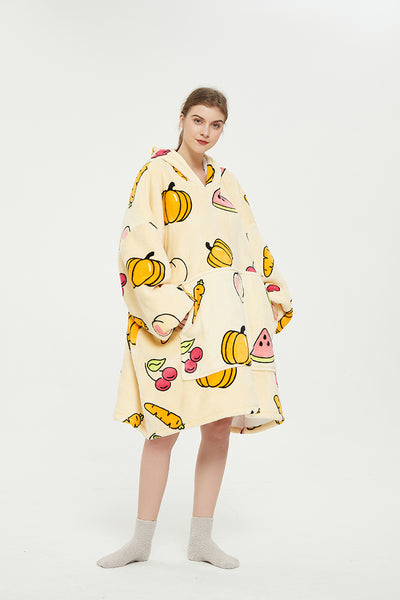 Sweet pepper watermelon Oversized Blanket Sweatshirt Wearable Hooded Blanket Extra Long Blanket Hoodie