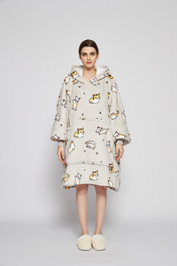 Baby Cat Blanket Hoodie Sherpa Wearable Blanket Sweatshirt with Deep Pockets and Sleeves Lounging Hoodie