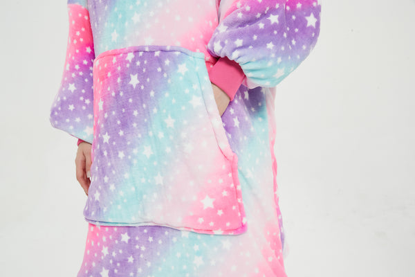 Wholesale Luminous Wearable Premium Soft Warm Flannel Sweatshirt  Hooded Blankets