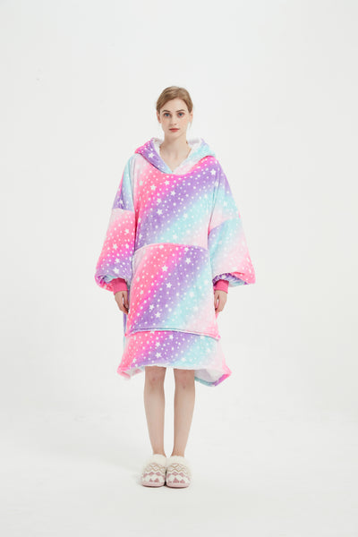 Wholesale Luminous Wearable Premium Soft Warm Flannel Sweatshirt  Hooded Blankets