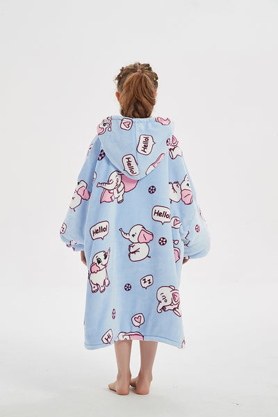 Elephant Kid Comfy Sweater Blanket Hoodie Super Fleece Oversized Sherpa Wearable Blanket